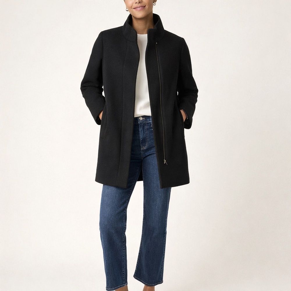 J. Crew City Coat in Black Wool Blend Size 4